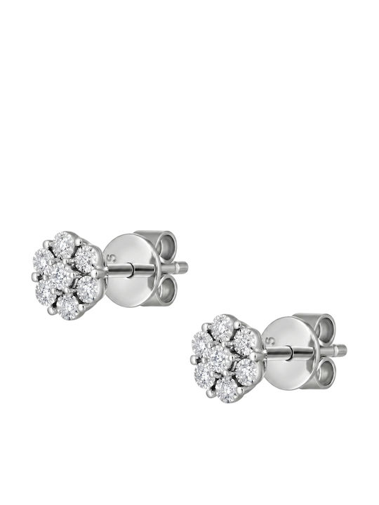 Stud Earrings Rosette Made of 14K White Gold with Diamond