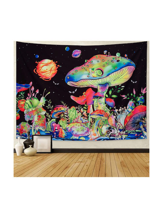 FRIPIA Wandbehang Handgefertigte Bunte Pilze & Fantasy Wald UV Mehrfarbig aus Stoff 150x130cm