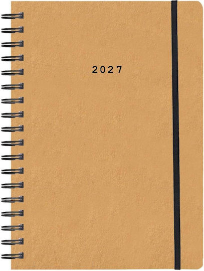 Next Daily Agenda Natural 2027 Yellow Spiral 17x25cm with Personalization