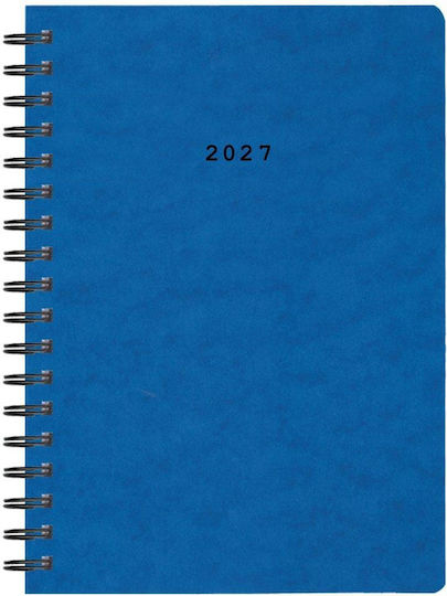 Next Дневник Ежедневен 2027 Син Спирала 17x25см с Персонализация
