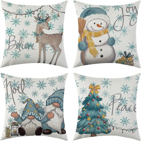 Weihnachtsdekorative Kissenbezüge Set 4 Stück 45x45 cm