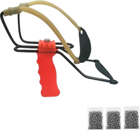 Set Profesional Praștie Metalică Suport Pentru Antebraț 300 Bile Metalice 11 Mm Depox 20 Cm Portocaliu