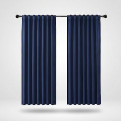 Joydeco Satz Verdunkelungsvorhänge mit Oberer Registerkarte Navy Blau 140x175cm