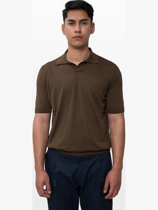 Polo Kurzarm Bluse Braun