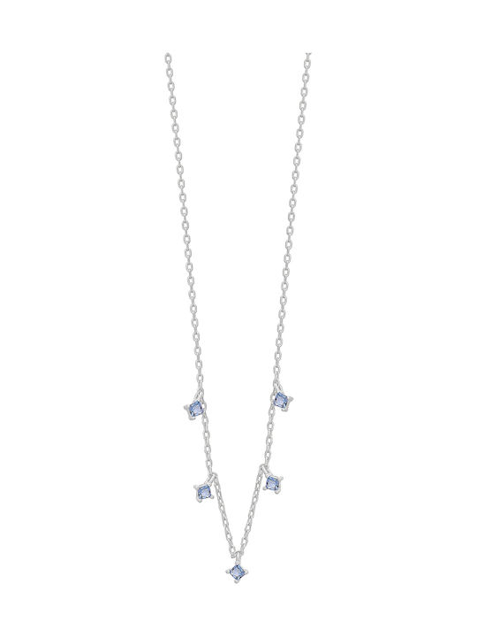 Prince Silvero Silver Necklace with Light Blue ...