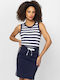 Women's Sleeveless Striped Blue Blouse
