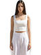 Women's Sleeveless Crop Top Ecru