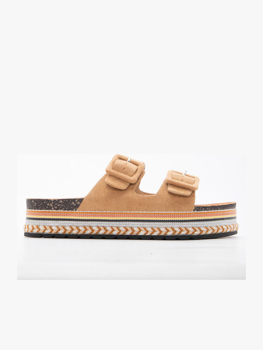 Luigi Γυναικεία Σανδάλια Flatforms Καφέ