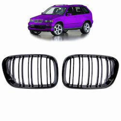 Καρδιές Μάσκας Bmw X5 E53 99-03 M4 Look Διπλή Γρίλια Μαύρο Γυαλιστερό 2 Τεμάχια