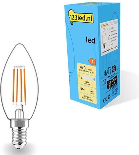 123led Λάμπα LED 4.5W 97mm για Ντουί E14 Θερμό Λευκό 470lm