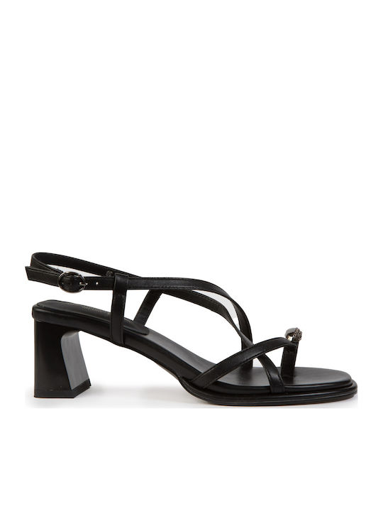 19V69 Leather Black Sandals