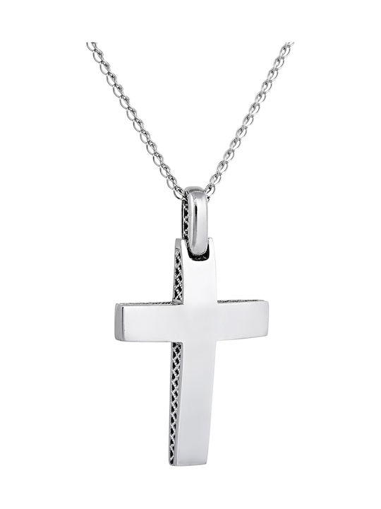 Weiblicher Weißgold Kreuz 14K mit Kette