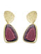 Gatsa Gold Plated Dangle Earrings with Purple Stones