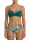 Women's Push-up Bikini Swimsuit Underwire Draped Petrol Blue