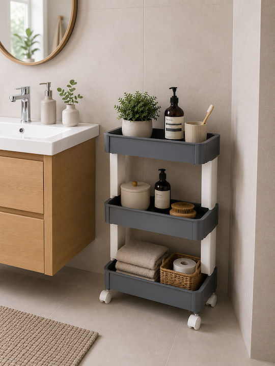 MRShome Металик Кухненско Тролей с 3 Позиции Сив 45x26x79.5см