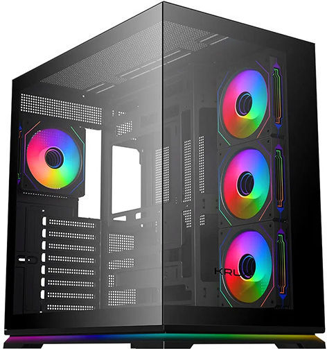 Krux Atron Gaming Midi Tower Κουτί Υπολογιστή με Πλαϊνό Παράθυρο και ARGB Φωτισμό Μαύρο