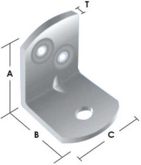 Stop Corner Shelf Bracket Galvanized in White Colour 38x31mm 01-1007/32.00.00.02