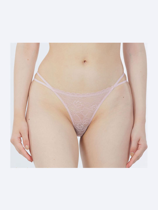 MEI Women's String 2Pack with Pink Lace