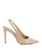 Leather Heels With High Beige Heel