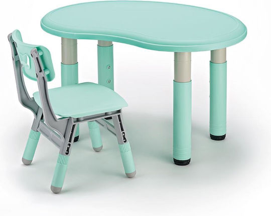 Kids Table Set with Chairs Made of Turquoise Plastic