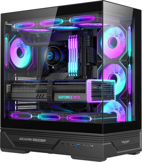Armaggeddon Aquaron Xtreme X10 Gaming Midi Tower Computer Case with Side Window and ARGB Lighting Black