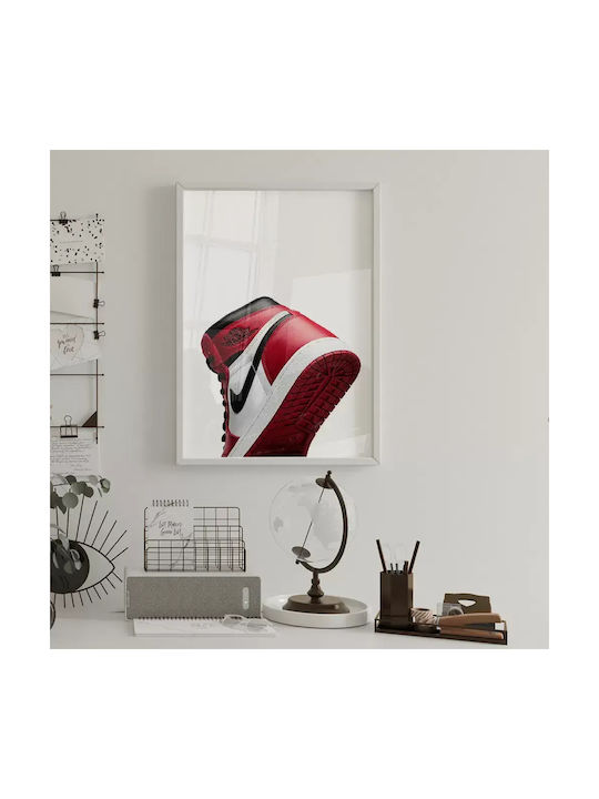 Poster Chicago Air Jordan 1 Snk41a 40cm X 50cm White Wooden Frame
