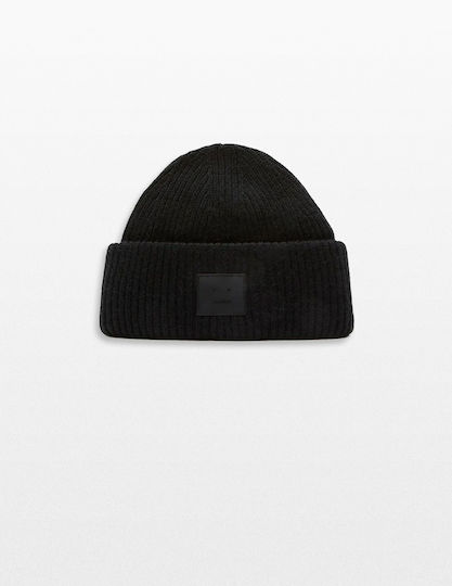 Beanie Unisex Σκούφος Πλεκτός σε Μαύρο χρώμα