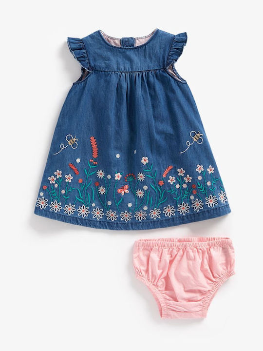Rochie Fete Fără Mâneci Denim Albastră