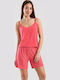 Cherry Sommerliches Damen-Pyjama-Set Koralle