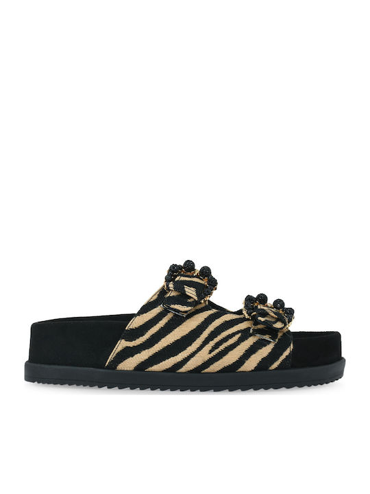 Δερμάτινα Γυναικεία Σανδάλια Flatforms Καφέ