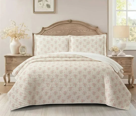 Liolios Home Set Cuvertură Pat Dublu Ivory/Roz 220x240cm