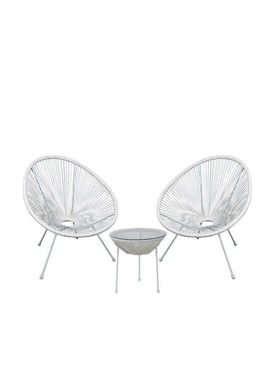 Roqueta Outdoor Dining Room Set 3 Pieces White