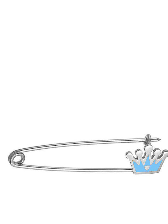 Children's Safety Pin Charm From 9K White Gold For Boy