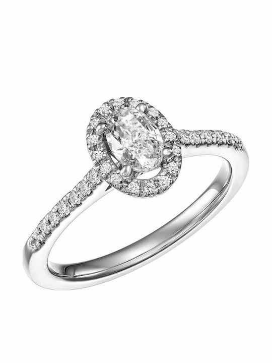 Single Stone Ring In 18K White Gold With Diamond