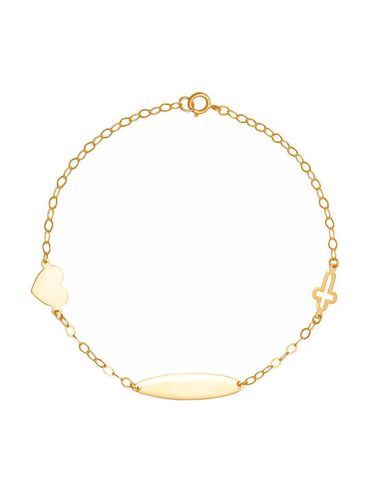 Kinderarmband ID aus 9K Gold mit Herz
