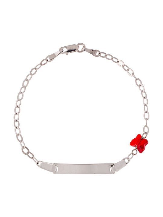 Kids Bracelet ID White Gold 14K with Butterfly