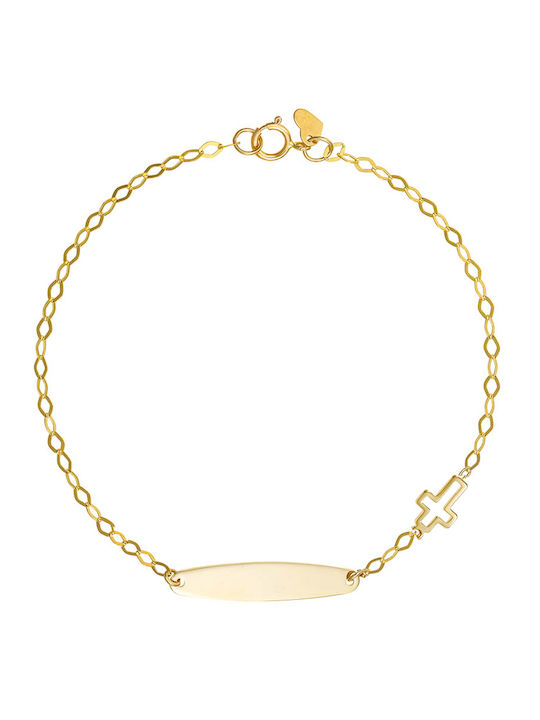 Kids Bracelet ID from 9K Gold with Cross