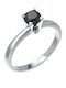 Single Stone Ring In 18K White Gold With Diamond