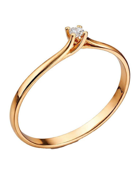 Inel Din Aur Roz 18K Cu Diamant