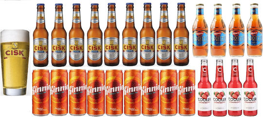 Beer Glass Cisk 400 Ml 9x Cisk Excel 330ml 9x Kinnie 330ml 4x Cooler Strawberry 4% 4x Kinnie Spritz 4% 250ml