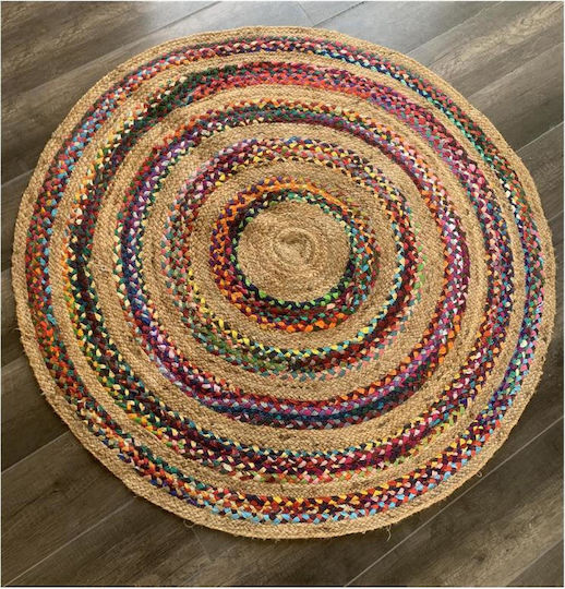 Atmosphera Round Summer Jute Rug Multicolour Diameter 150cm