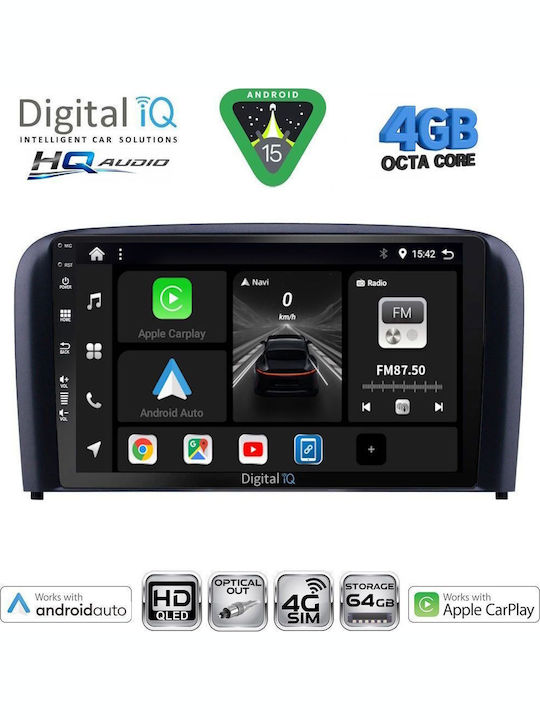 Digital IQ Car Audio System for Volvo S80 1998-2006 Bluetooth USB WiFi GPS Apple CarPlay Android Auto with 9" Touch Screen