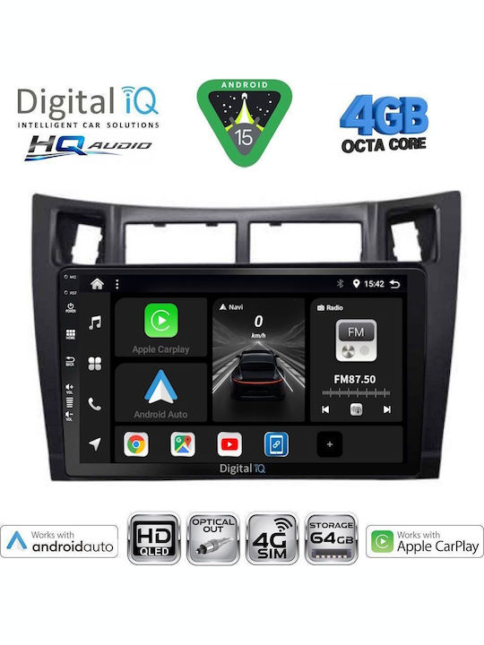 Digital IQ Auto-Audiosystem für Toyota Yaris 2006-2011 Bluetooth USB Eingebautes Wi-Fi GPS Apple CarPlay Android Auto mit 9 Zoll Touchscreen