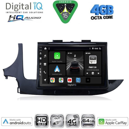 Digital IQ Car Audio System for Opel Mokka 2016-2021 Bluetooth USB WiFi GPS Apple CarPlay Android Auto with 9" Touch Screen
