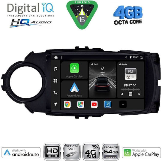 Digital IQ Car Audio System for Toyota Yaris 2015-2020 (Bluetooth/USB/WiFi/GPS/Apple CarPlay/Android Auto) with 9" Touch Screen