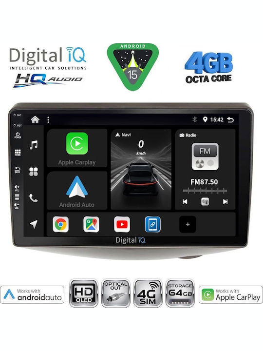 Digital IQ Auto-Audiosystem für Toyota Yaris 1999–2006 Bluetooth USB Eingebautes Wi-Fi GPS Apple CarPlay Android Auto mit 9 Zoll Touchscreen