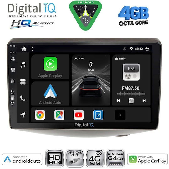 Digital IQ Car Audio System for Toyota Yaris 1999-2006 (Bluetooth/USB/WiFi/GPS/Apple CarPlay/Android Auto) with 9" Touch Screen