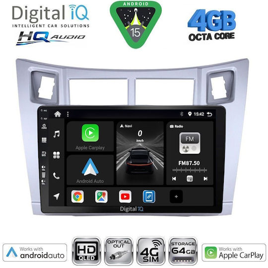 Digital IQ Auto-Audiosystem für Toyota Yaris 2006-2011 Bluetooth USB Eingebautes Wi-Fi GPS Apple CarPlay Android Auto mit 9 Zoll Touchscreen
