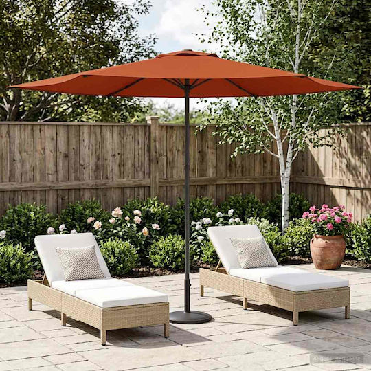 Circular Aluminum Garden Parasol Orange Diameter 3xHeight 2.23m
