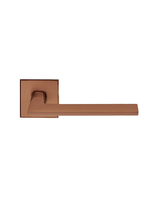 Zogometal Middle Door Lever With Rosette 2116 Pair With Mouthpiece Copper Aged